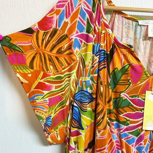 C&C California Tropical Jersey Knit Midi Dress Size 2X NWT - Picture 3 of 7